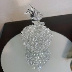 Spun Glass Apple with Bird On Stem